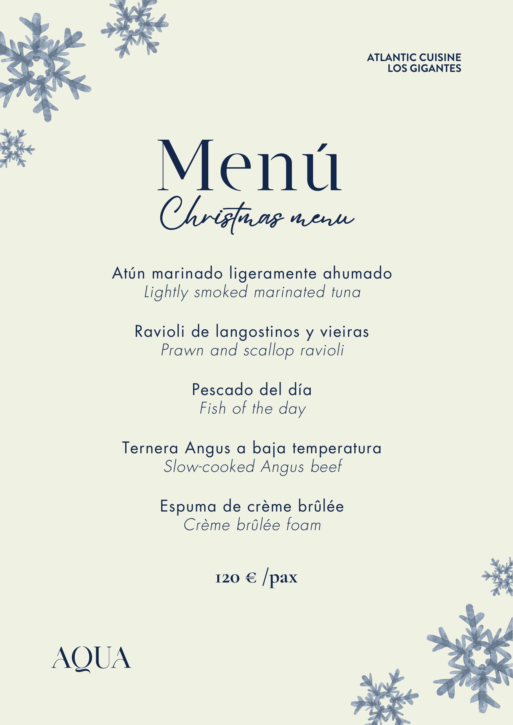 AQUA Christmas Menu 2026