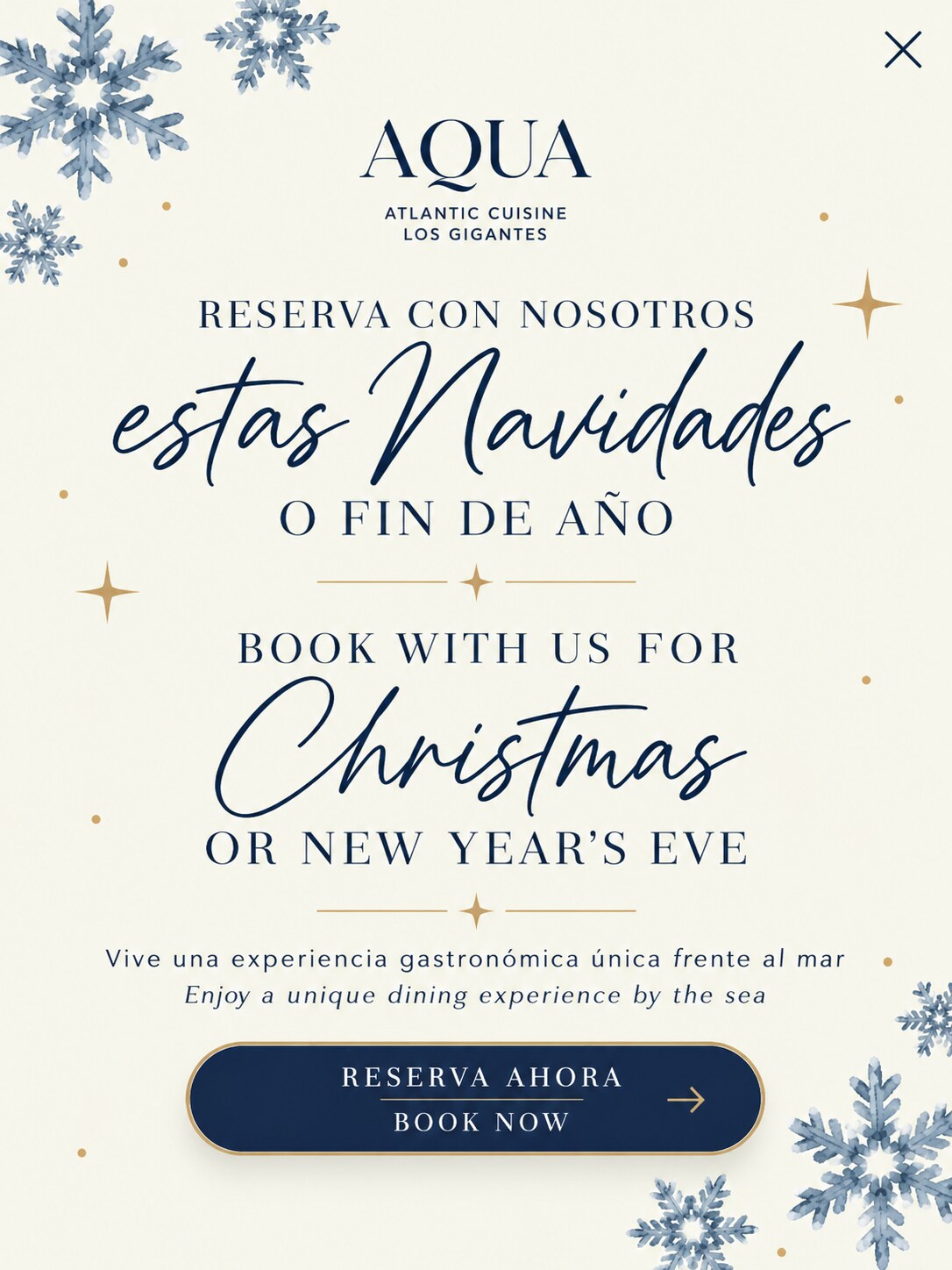 Cenas de Navidad y Nochevieja en AQUA · Reserva ahora